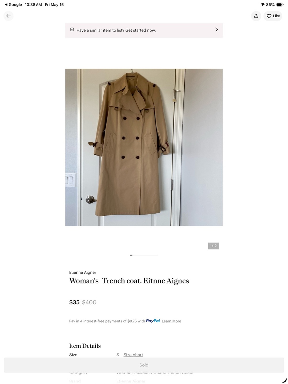 Etienne Aigner Beige Trench Coat - Picture 13 of 13